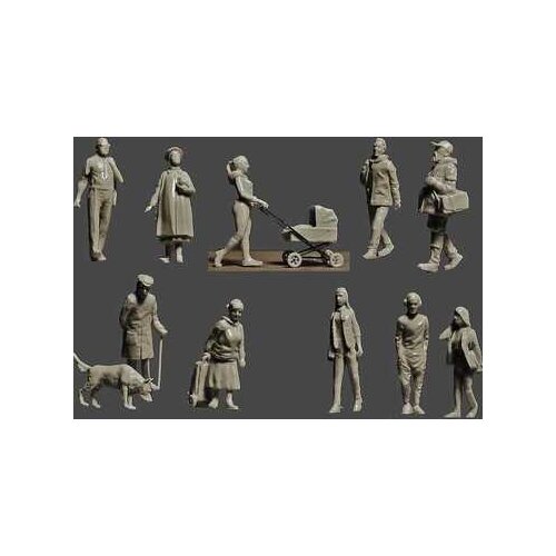 1:72 Scale Die-cast Resin Graphic Character Model Scene Layout 10 Miniature Characters Including Stroller (unpainted)