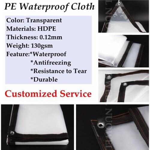 Customize Size 0.12mm Transparent PE Tarpaulin Lightweight Rainproof Tarp Perspective Waterproof Greenhouse Film Cloth