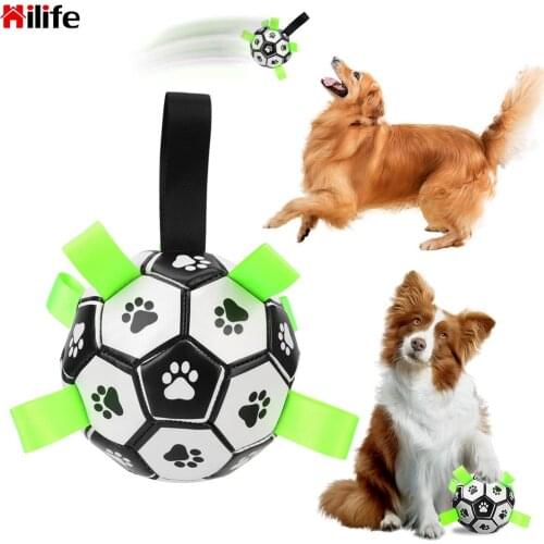 15cm Interactive Pet Football Toys Puppy Outdoor Training Soccer Dog Bite Chew Balls Pets Accessories With Grab Tabs