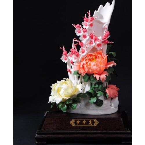 Dehua ceramic flower art crafts Home Furnishing decoration business gifts housewarming auspicious collection