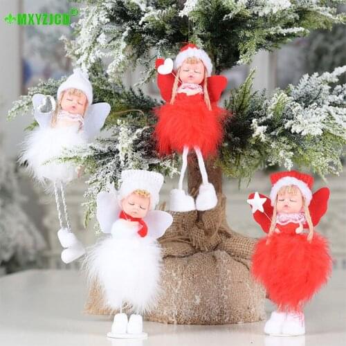 American White Closed-eye Feather Angel Doll PVC Cloth Pendant Ornament Christmas Tree Furnishings Half-Handmade Decoration Art