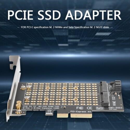 M+B Key SSD to PCIE Adapter M.2 NVME Module PCI-E 3.0 X4 SATA Expansion Card for Office Caring Computer Supplies