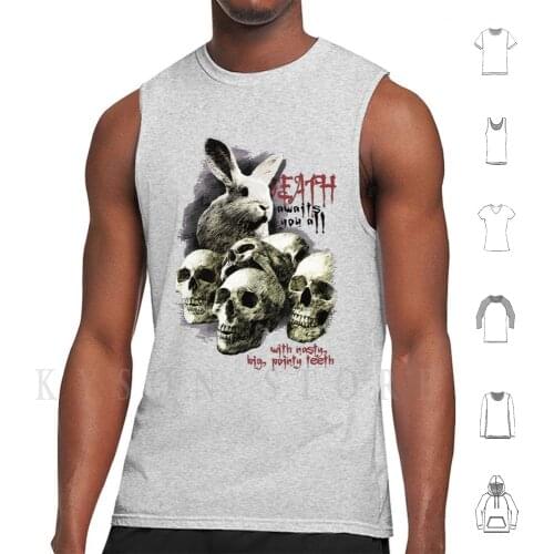 Killer Rabbit Tank Tops Vest Sleeveless Monty Python Monty Pythons Flying Circus Comedy Life Of Brian Skulls Death Teeth