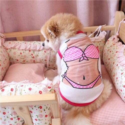Cute Pet Cat Puppy Bikini Print Muscle Print T-Shirts Clothes Funny Summer Vest Clothing for Small Dogs Puppy Clothes