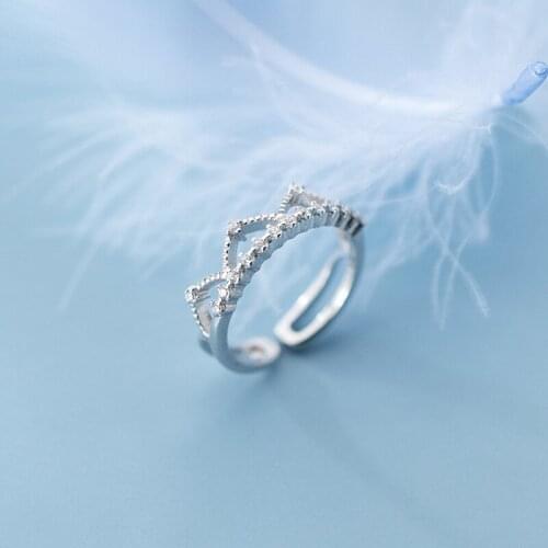 MloveAcc 925 Sterling Silver Romantic Stackable Crown CZ Finger Rings for Women Sterling Silver Jewelry Anel