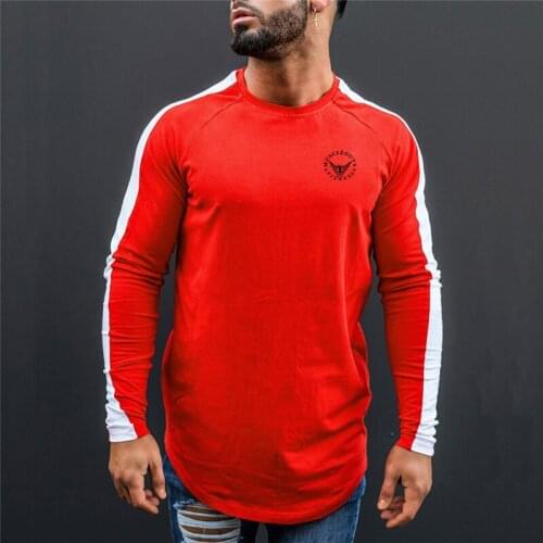 Muscleguys Tshirt Men 2021 Spring Cotton Men T Shirts Long Sleeve Solid Color Casual Patchwork Tops Homme Autumn 4 Colors New