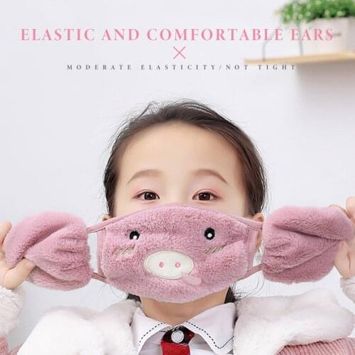 2 in 1 Womnen Kids Warm Earmuffs Cartoon Cute Ear Muffs Ear-cap Autumn Winter Thicken Plush Outdoor Riding Keep Warm Earflap