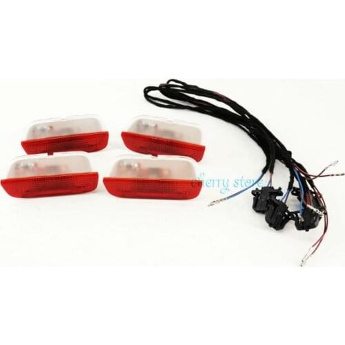 NEW 4Pcs 1K0 947 411 A Door Warning Lights+Cables For VW Volkswagen Golf Jetta MK5 6 Passat B6 7 CC Tiguan 3B0 972 702