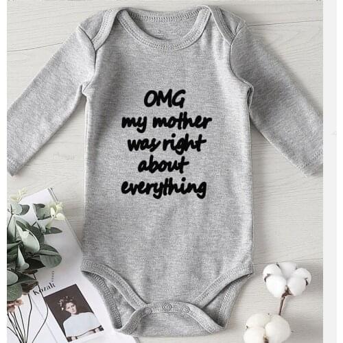 Clothing for Newborn Babies Romper Kids Outfits Winter Jumpsuit Letter Print OMG My Mother Was Right Baby Boys Girls Clothes