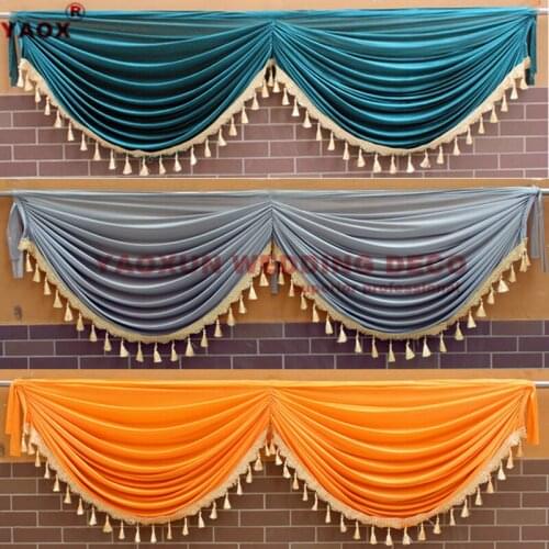 Wholesale Price Ice Silk Drape Curtain Backdrop Top Swag For Stage Background Photo Booth Event Party Decoration