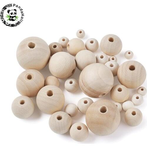 Pandahall 1Set Flat Round Lead Free Wood Beads Loose Beads for DIY Necklace Bracelet Jewelry Making Accessories Mixed Size