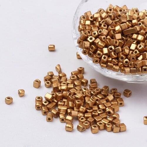 PandaHall 450g 3~7x3x3mm Plated Glass Seed Small Cube Plated DIY Bracelet Loose Beads Round Hole about 4500pcs/bag, 440~450g/bag