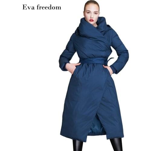 Down coat winter Eva freedom down coat woman 2018 down jacket woman hooded adjustable waist oversize down jacket women