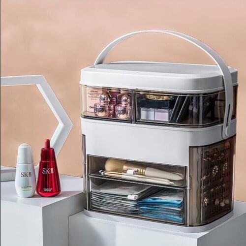 Wonderlife Net red cosmetics storage box dust-proof skin care products dressing table desktop with mirror lamp jewelry rack