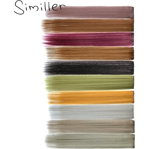 Similler One Piece Strips Colored Highlight Synthetic Hair Extensions Clip In Ombre 22" Long Straight Hairpiece For Fans