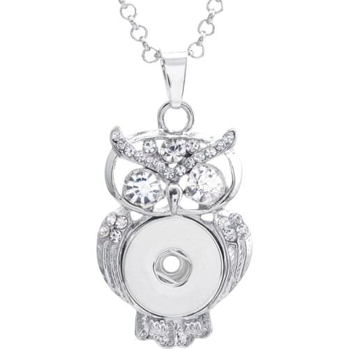 OWL snap button necklace XH1009 (fit 18mm 20mm snaps) BOBOSGIRL