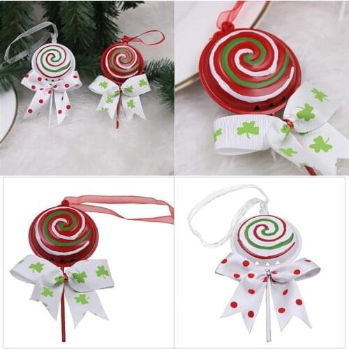 Christmas Lollipop Ornament Creative Bowknot Hanging Bell Xmas Tree Hanging Ornament Xmas New Year Party Decoration