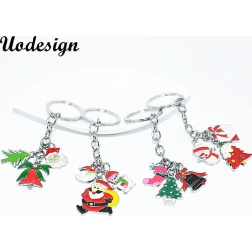 Uodesign Mix Metal Crystal Christmas Keychain Bag Pendant Christmas Jewelry for Woman Diy Handmade Fashion Christmas Gift Girl