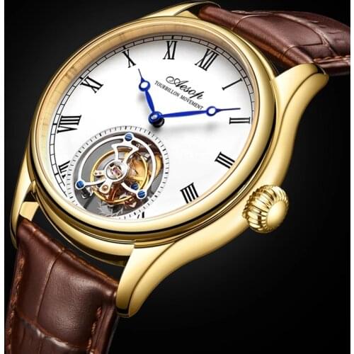 AESOP Vintage Automatic Mechanical Men Watches Real Flying Tourbillon Movement Luxury Brand Elegante Sapphire Glass Wristwatch
