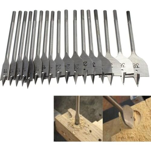 High Quality 17Pcs 11-38MM Machine Flat Wood Drill Bits - All Metric Sizes Spade Bit Wallated High Quality