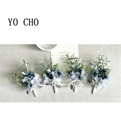 YO CHO High Quaity Woman Wrist Corsage Noble Royal Blue Bridesmaid Sister Wrist Corsage Bracelet Wedding Accessories