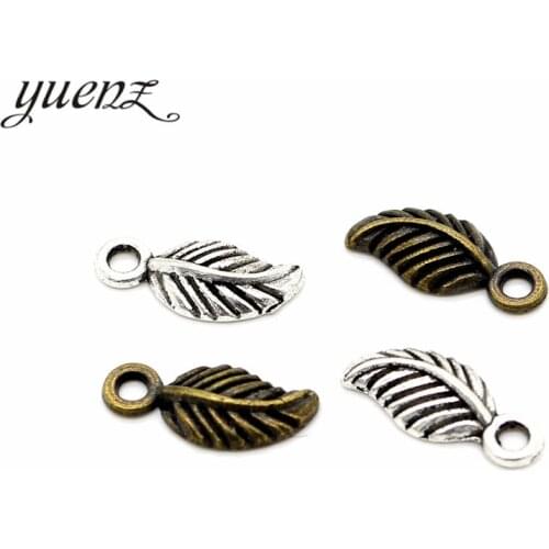 YuenZ 40pcs Antique silver color tree leaf Charms Plated Pendants Jewelry Making DIY Handmade Craft 15*7mm Q301