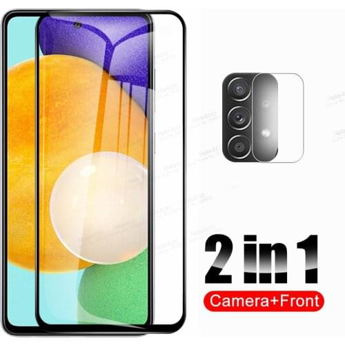 2in1 Camera Protective Glass For Samsung Galaxy A52 A22 A32 A72 A02 A02S A11 A12 A 52 32 22 72 Screen Protector Full Cover Film