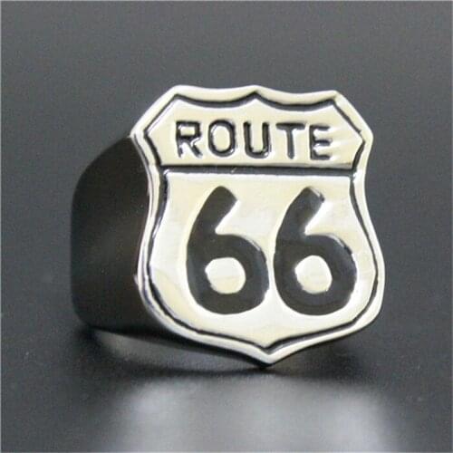 1 pc Fashion Jewelry US Highway Route 66 Ring 316L Stainless Steel Men Boys Cool Western Style Ring