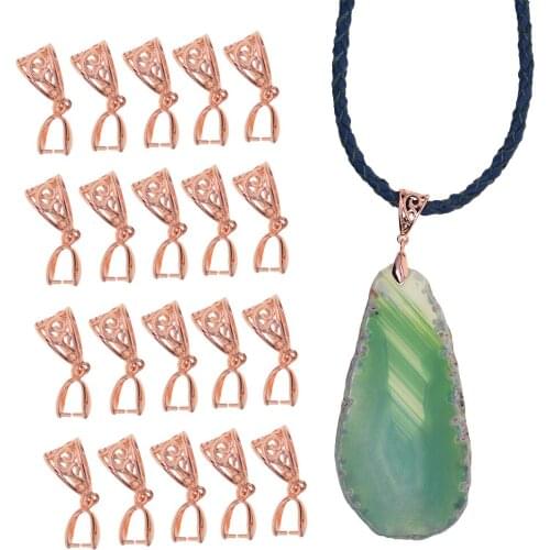 20 Pieces Rose Gold Bulk Pinch Bails Clasp Connectors Filigree Flower Connector DIY Accessories, Necklace Making