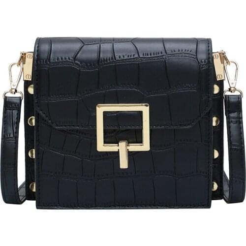 2021 Small Lock Shoulder Simple Lady Travel Handbags and Purses Stone Pattern Pu Leather Crossbody Bags for Women