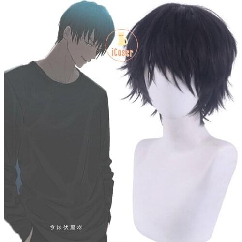 Anime Jujutsu Kaisen Toji Fushiguro Cosplay Black Wig Toji Zenin Short Heat Resistant Synthetic Hair + Wig Cap Men Women Wigs