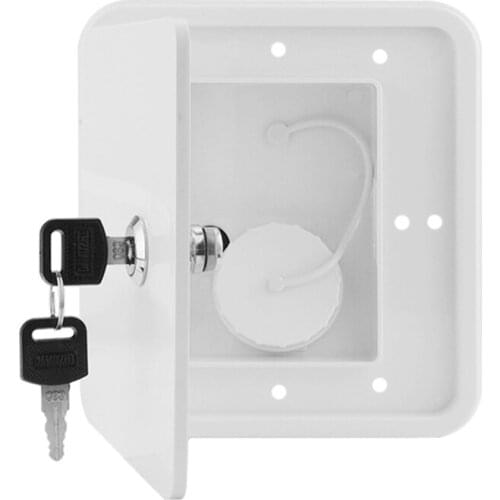 White Gravity Water Inlet Accessories Square with Keys Hatch Cover Water Intake Lockable RV Trailer Caravan Parts
