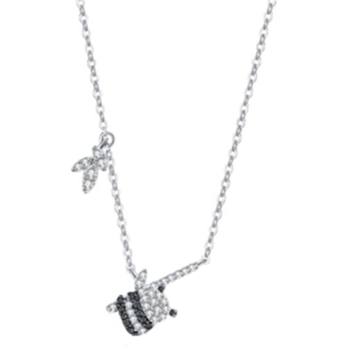 [BLACK AWN] 925 Sterling Silver Jewelry Panda Necklace for Women Animal Sterling Silver Jewelry K059