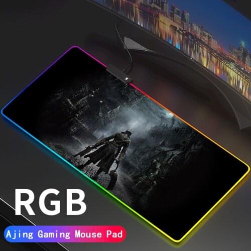 Bloodborne Anime Girl RGB Colorful Gaming Large Mouse Pad Gamer Led Computer Mousepad PC Desk Play Mat with Backlit