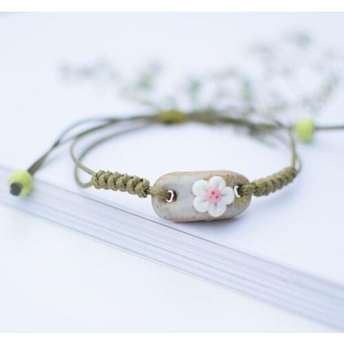 Impression Ceramics Bracelet Hand Pinch Plum Blossom Popular In Japan Korea Simple Literary