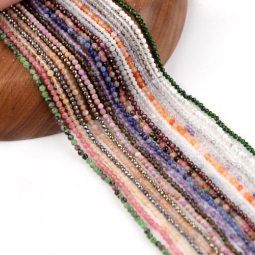 2mm Natural Stone Beads Small Loose Beads Lapis Rose Quartz Garnet DIY Jewelry Bracelet Necklace