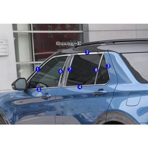 For Ford Explorer 2011 2012 2013 2014 2015 2016 2017 2018-2020 Car Sticker Stainless Steel Glass Window Pillar Column Strip Trim