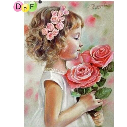 DPF DIY Little girl 5D home decor diamond mosaic square wall painting diamond painting cross stitch crafts diamond embroidery