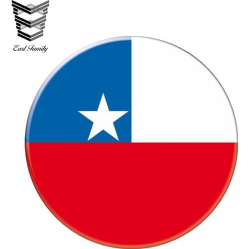 EARLFAMILY 13cm x 13cm Auto Moto Bike Suitcase Laptop Flag Round Chile Decal Reflective Car Sticker Waterproof 3D Car Styling