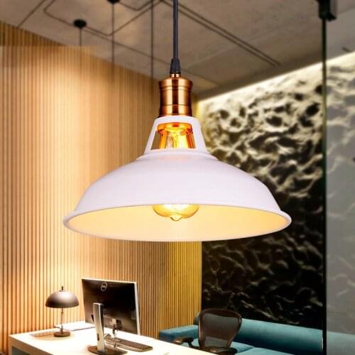 European retro iron art pendant lights white&black shade hang lamps lustres de sala E27 LED lamp for porch&stairs&studio CYDD017