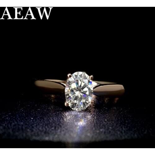14K yellow Gold 925 Sterling Silver Ring Oval Cut GH Color 18K Diamond ring jewelry Moissanite Ring