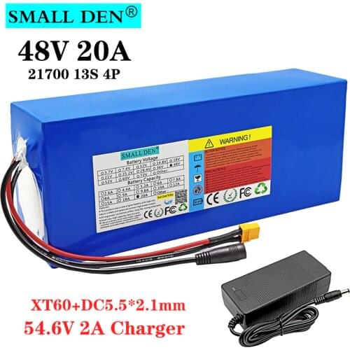 48V 20Ah 13S4P 21700 Lithium Battery pack 1200W DC 54.6V Electric bike Electric Scooter Moped battery With 25A BMS + 2A Charger