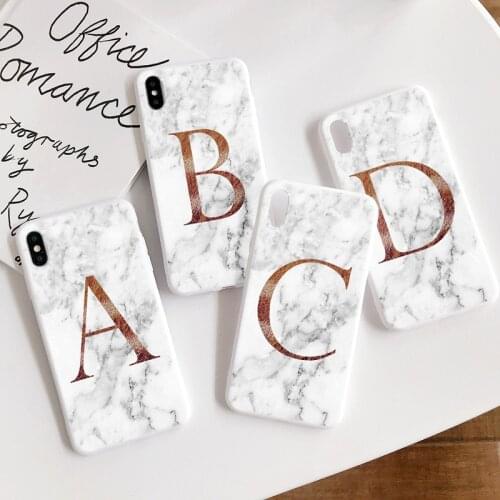 Matte Marble Phone Case For Samsung Galaxy A51 A50 A12 M12 A21S A71 A52 A10 A32 A31 A70 A40 Initial Letter Soft TPU Cover Fundas