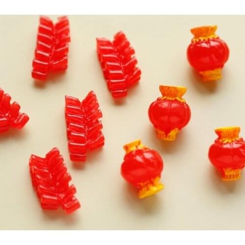 Cute, festive and fun asymmetrical earrings resin pendant lanterns and firecrackers handmade DIY jewelry accessories