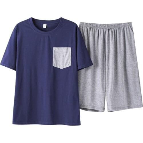 Men 2019 new Koreancotton summer simple natural pajamas short sleeve shorts casual two piece men pajama sets