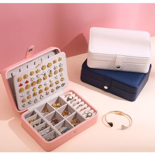 New Double-Layer Velvet Jewelry Box High Leather European Jewelry Storage Box Large Space Jewelry Holder Gift Box Jewelry Case