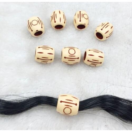 New 15Pcs 14/16mm imitation wood big hole beads hair braid dread dreadlock beads cuff 7mm hole clip free hair styling diy