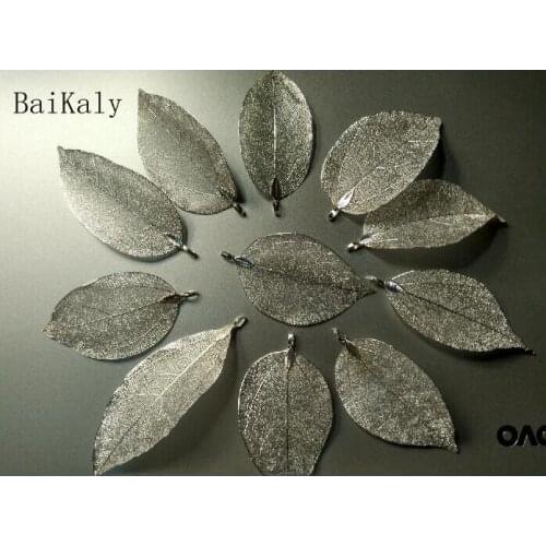 Natural Leaf Charms for women earrings necklace gift Jewelry Making pendants silver leaf charms diy Handmade jewelry accessories