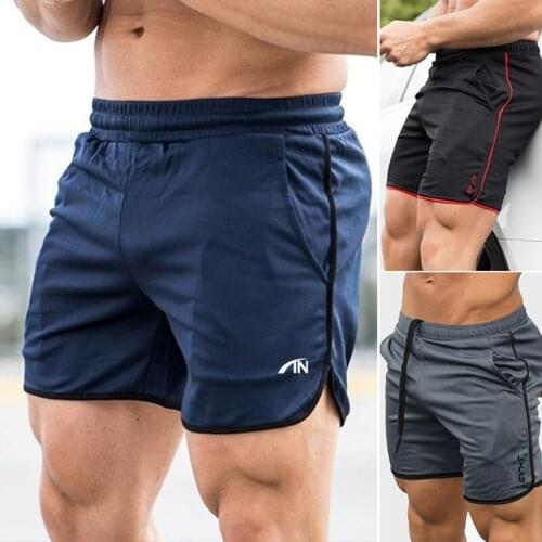 Hot kf-Mens Gym Workout Shorts Quick-Drying Bodybuilding Weightlifting Pants Training and Pocket Running Jogging
