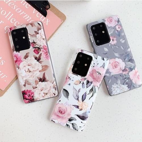 Luxury Vintage Flowers Silicone Phone Cases For Samsung S21 Plus A42 A52 A72 S20 FE A51 A71 S10 Note 20 A50 A70 A41 A40 Fundas